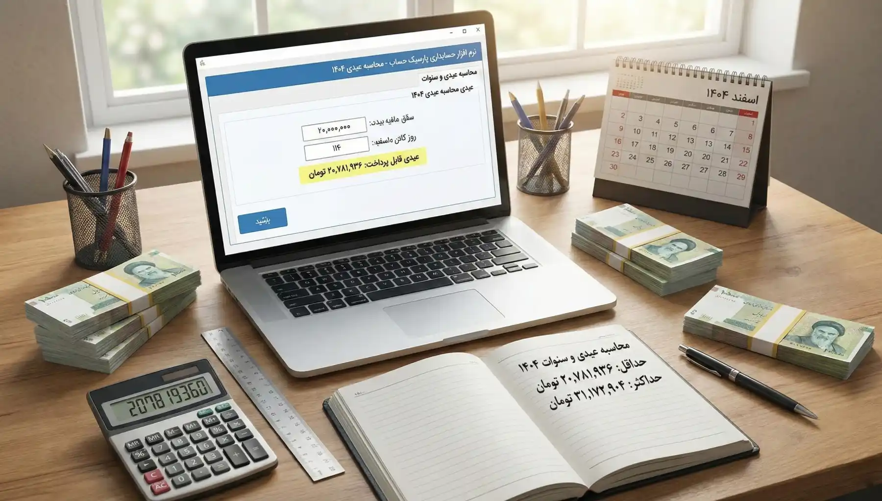 همه چیز درباره عیدی سال ۱۴۰۴؛ از نحوه محاسبه تا زمان پرداخت به کارگران و کارمندان 3 محاسبه عیدی 1404